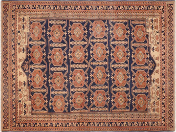 handmade Transitional Antique Blue Beige Hand Knotted RECTANGLE 100% WOOL area rug 6x9